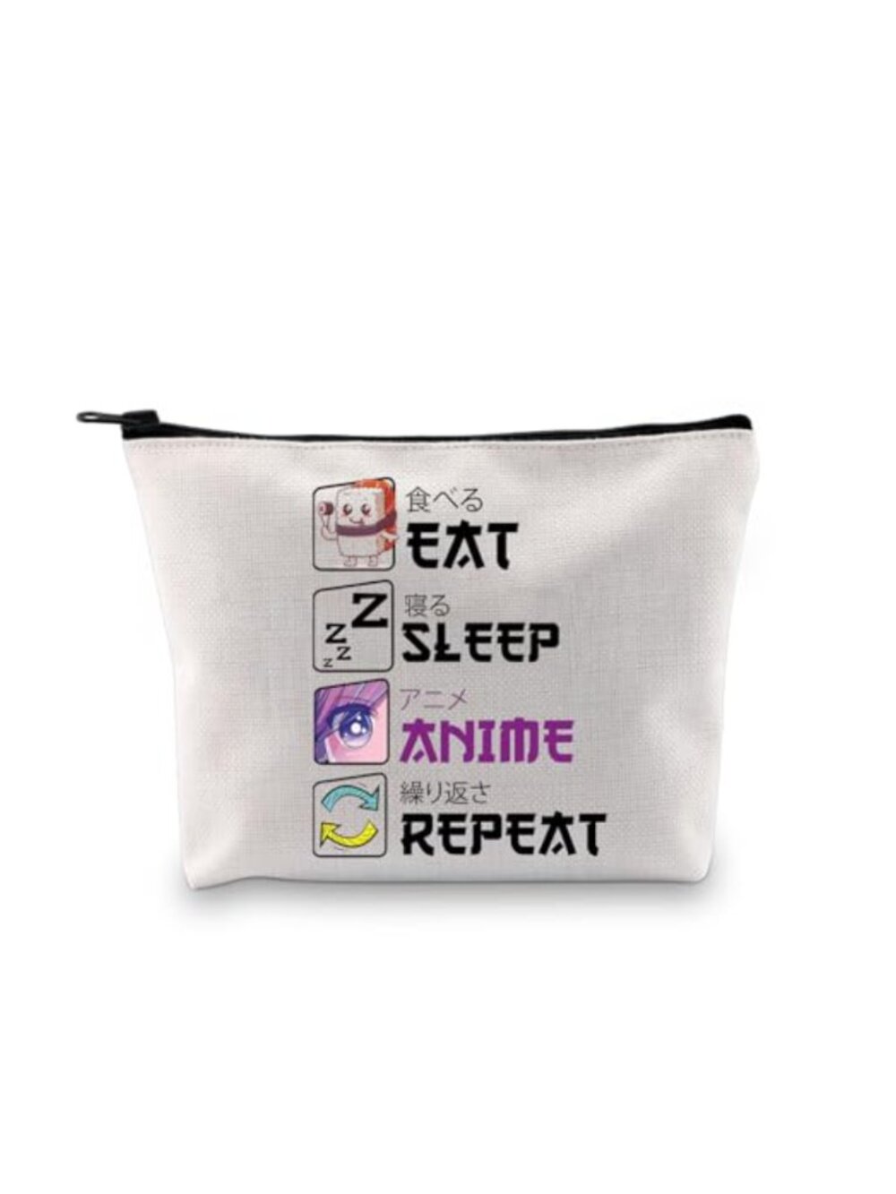 Kawaii Canvas Anime Cosmetic Bag Waterproof Makeup Pouch Travel Organizer